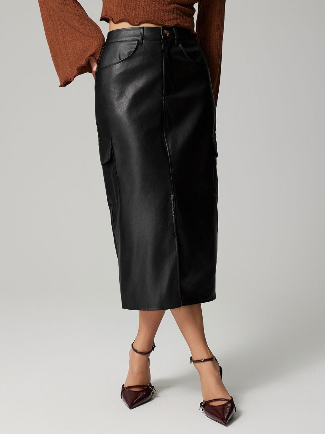 DS Lacy Midi Skirt With Front Slit