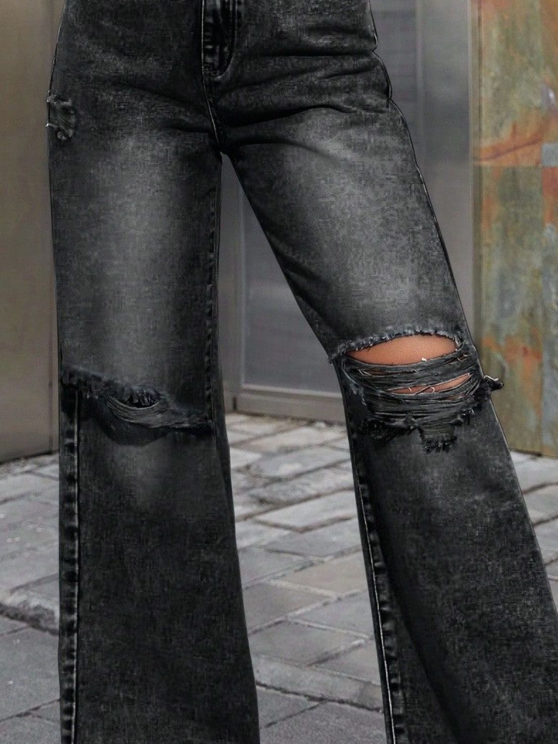 DS Premium Denim Luxury Errands 17 Distressed Wide Leg Jeans