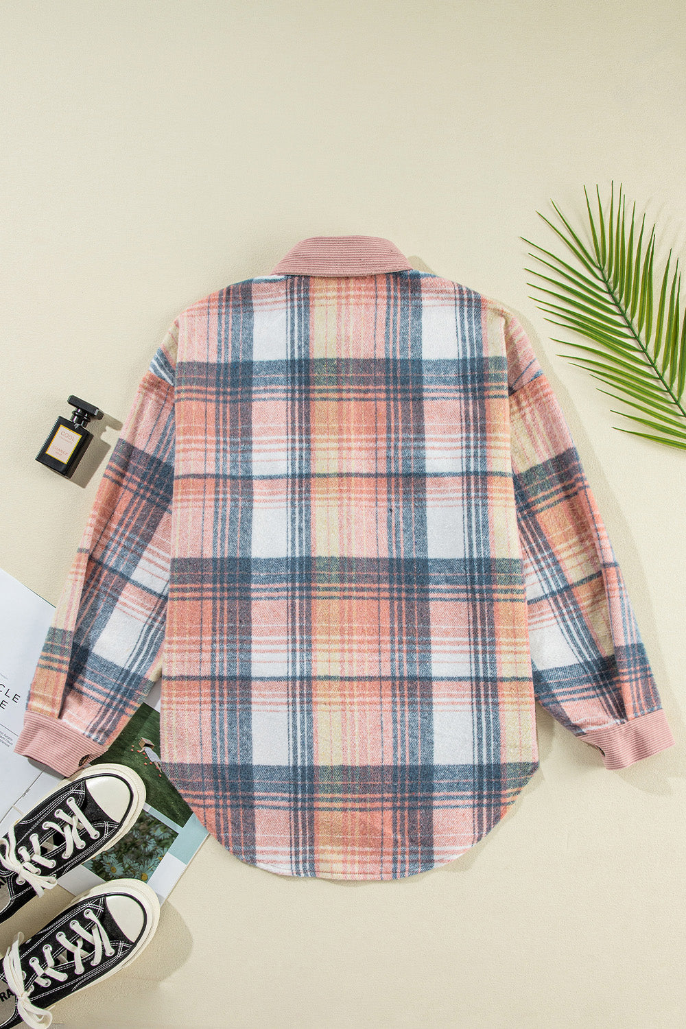 DS Designer 72-81 Plaid Button Up Long Sleeve Shacket