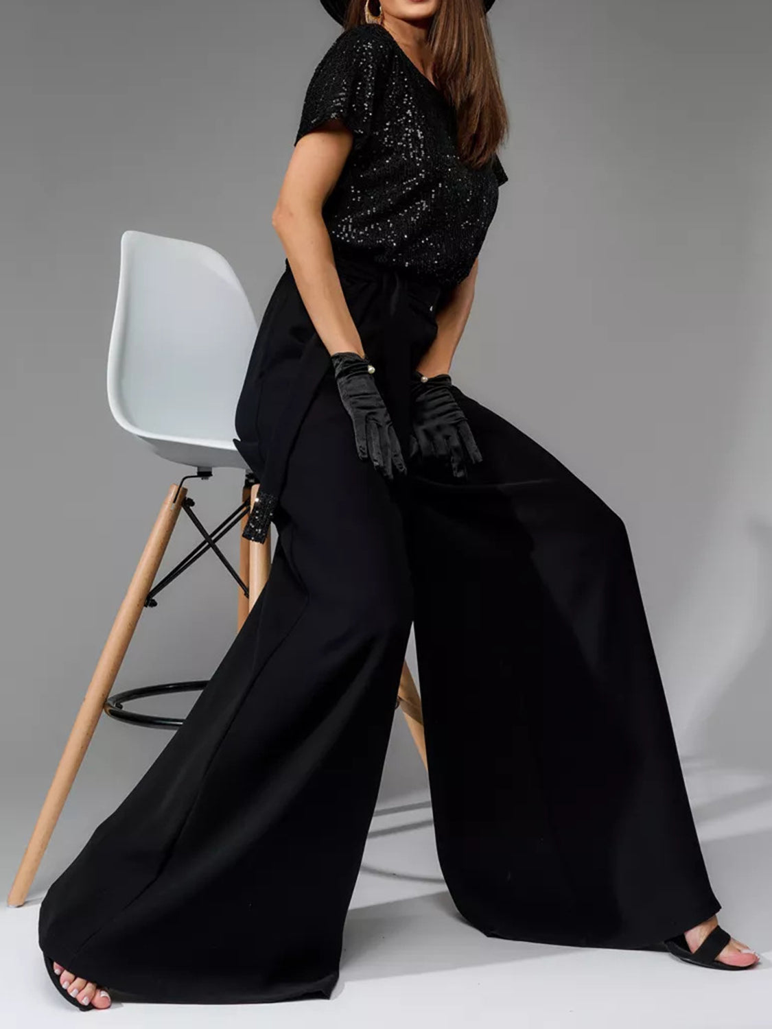 DS Designer 567-77 Sequin Wide Leg Jumpsuit