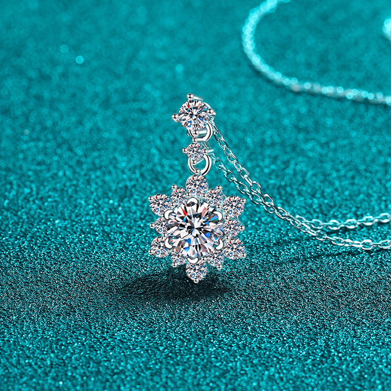 DCDI 1 Carat Moissanite Zircon 925 Sterling Silver Necklace- DCDI Starburst Necklace