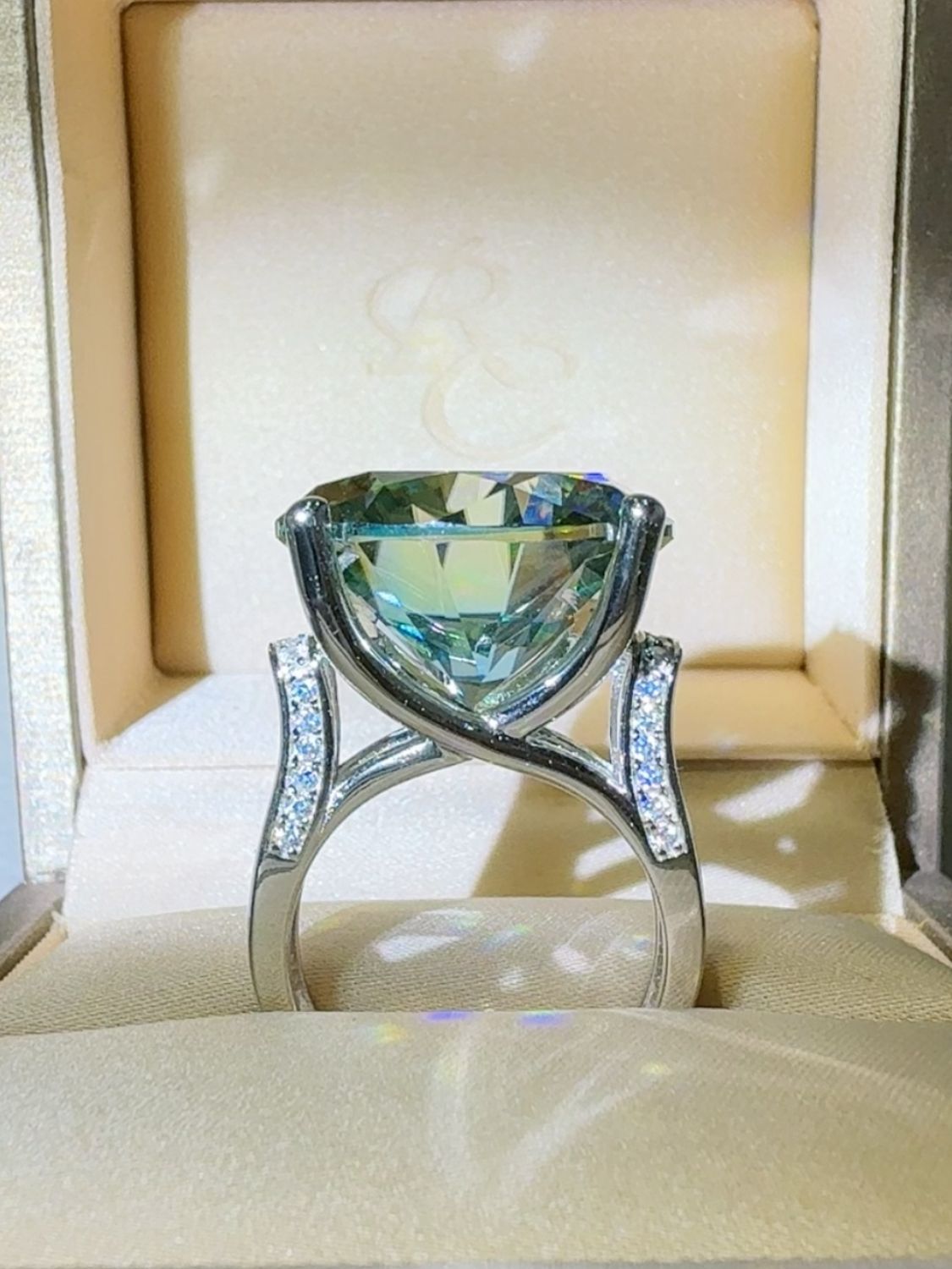DCDI Aura 20 Carat Turquoise Moissanite 925SS Ring