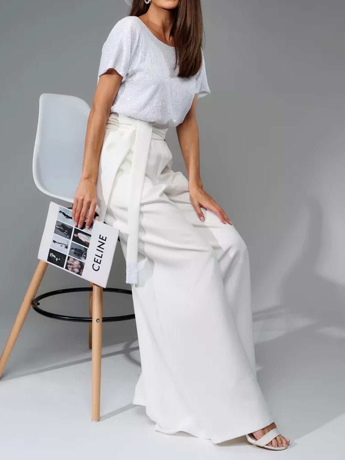 DS Designer 567-77 Sequin Wide Leg Jumpsuit