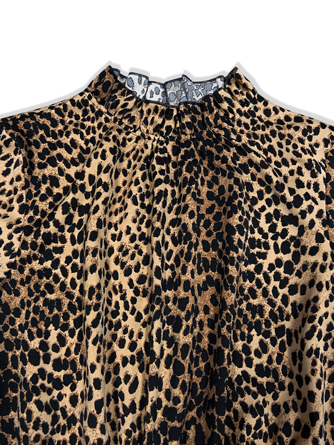 DS Designer 093-45 Leopard Flounce Sleeve Wide Leg Jumpsuit