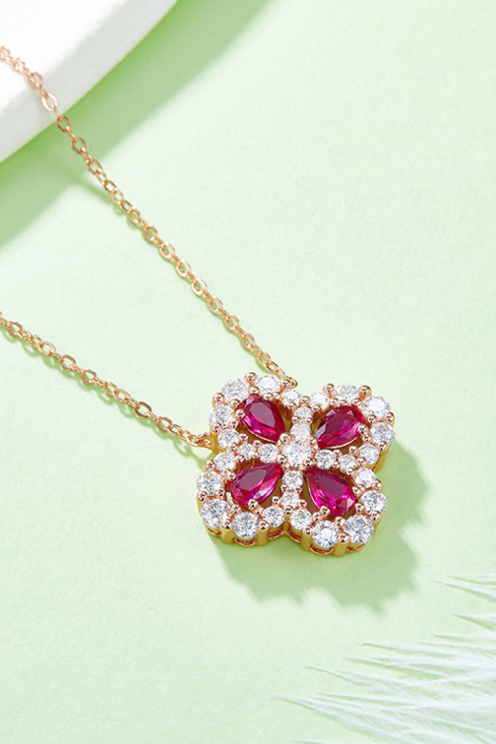 DCDI Element Of Gratitude Lab-Grown Ruby Flower Shape Necklace
