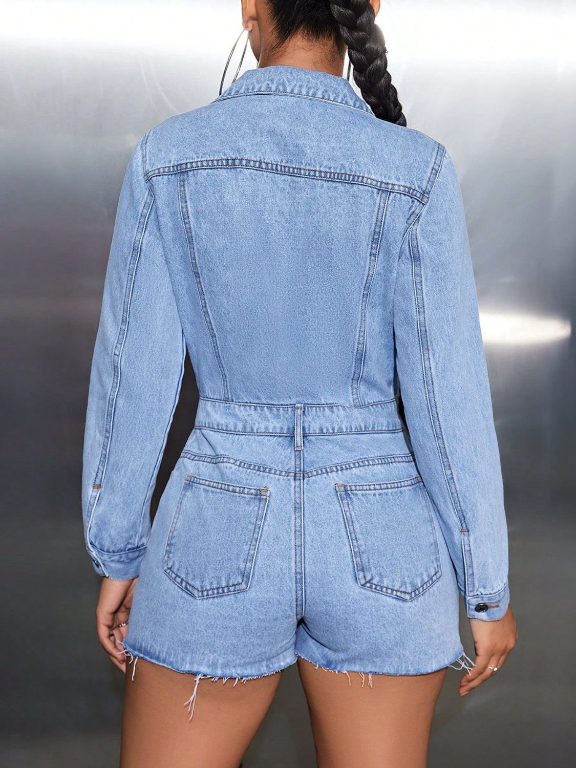 DS Designer Premium Denim Luxury V05 Long Sleeve Romper