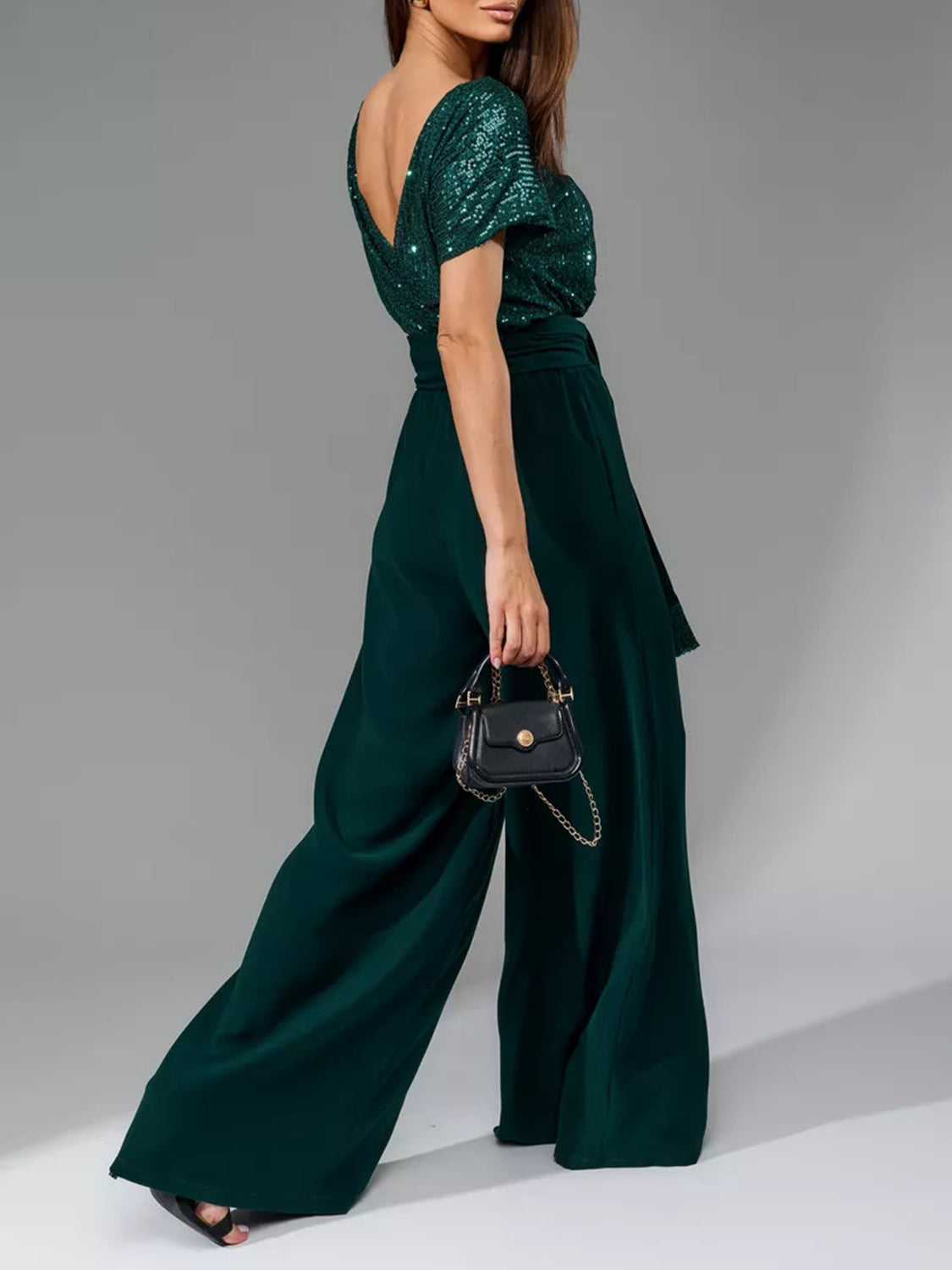 DS Designer 567-77 Sequin Wide Leg Jumpsuit
