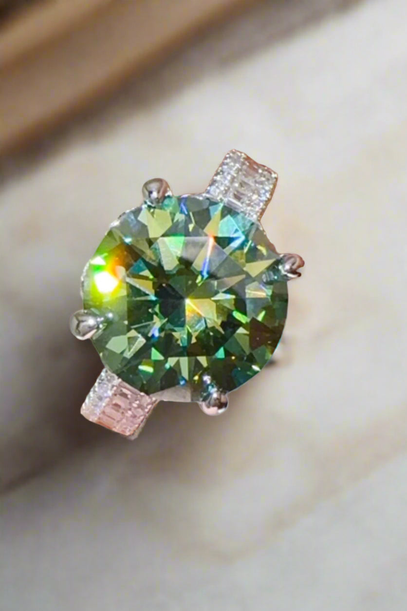 DCDI 5 Carat Drk Green Moissanite 925 Sterling Silver Ring