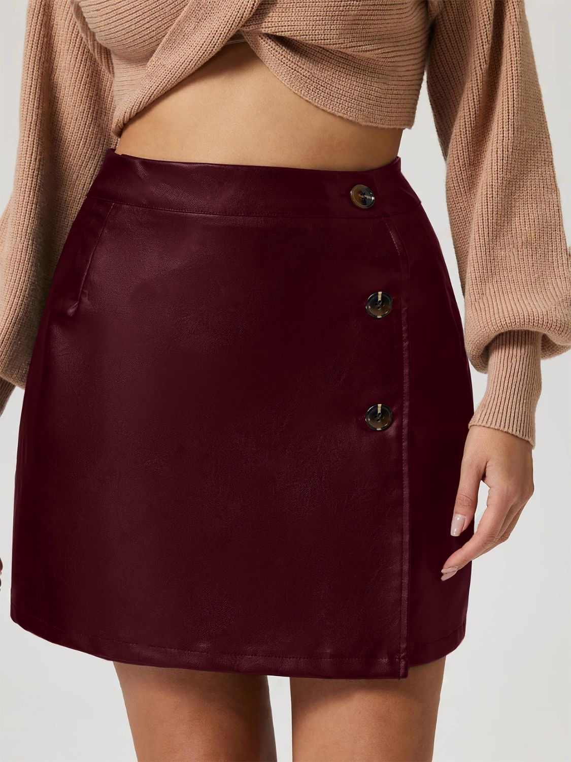 DS Maxine Side Buttoned High Waist Mini Skirt