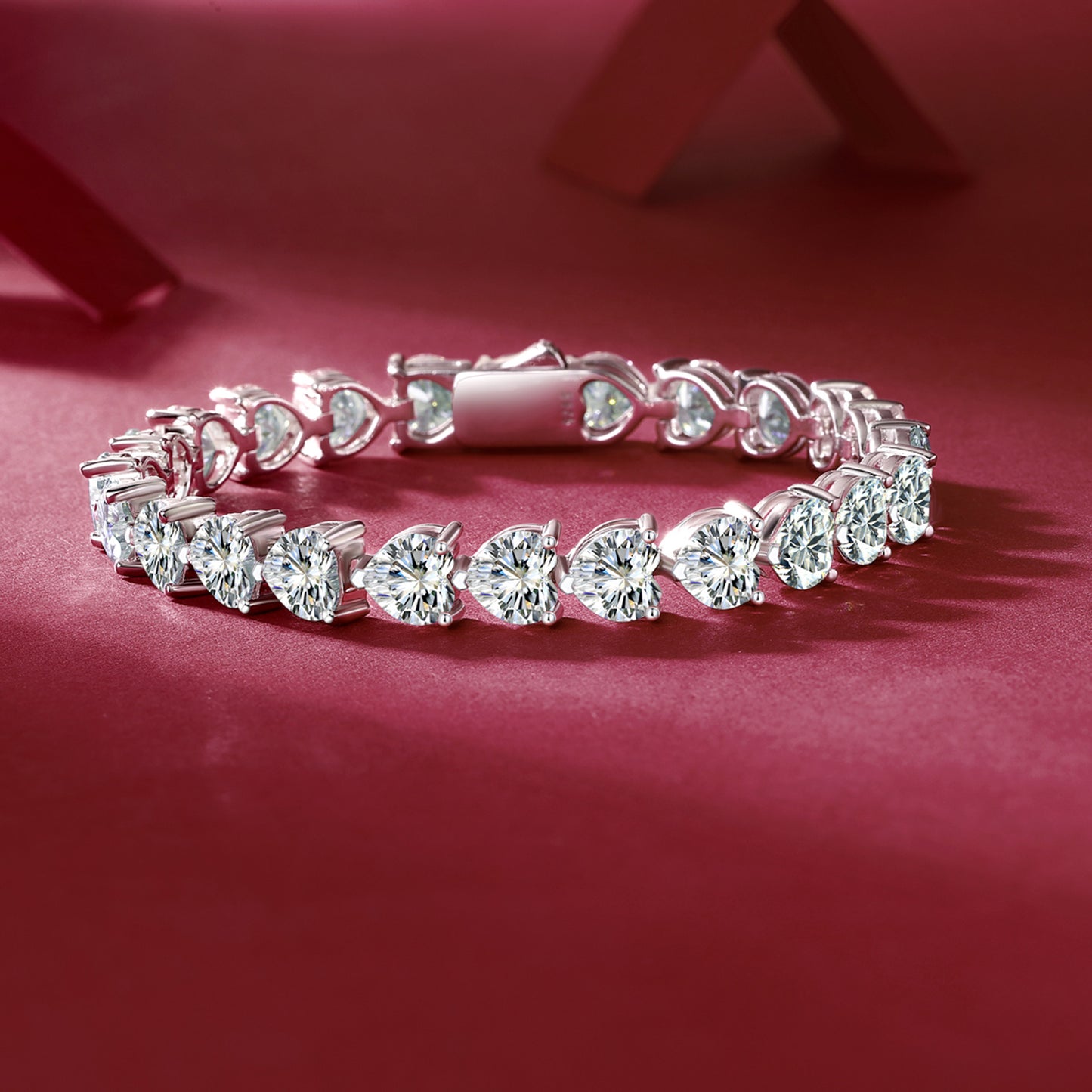 DCDI 24 Carat Moissanite 925 Sterling Silver Heart Bracelet