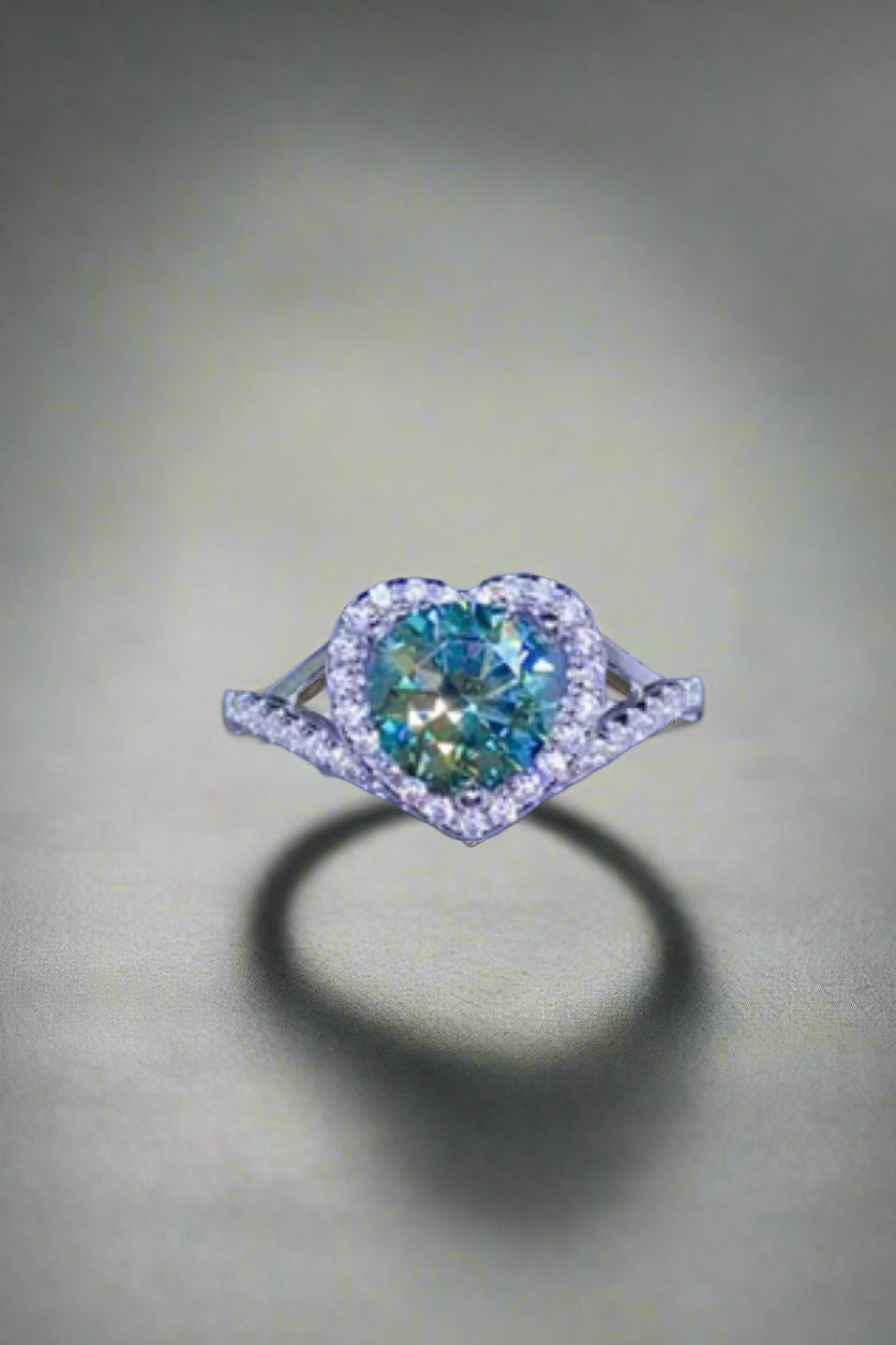 DCDI 1 Carat Moissanite 925 Sterling Silver Sacred Heart Ring