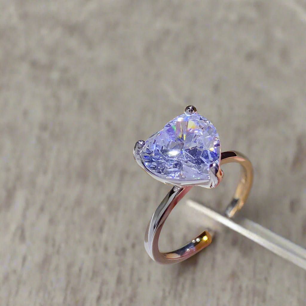 DCDI 5 Carat 925 Sterling Silver Moissanite Heart Shape Ring