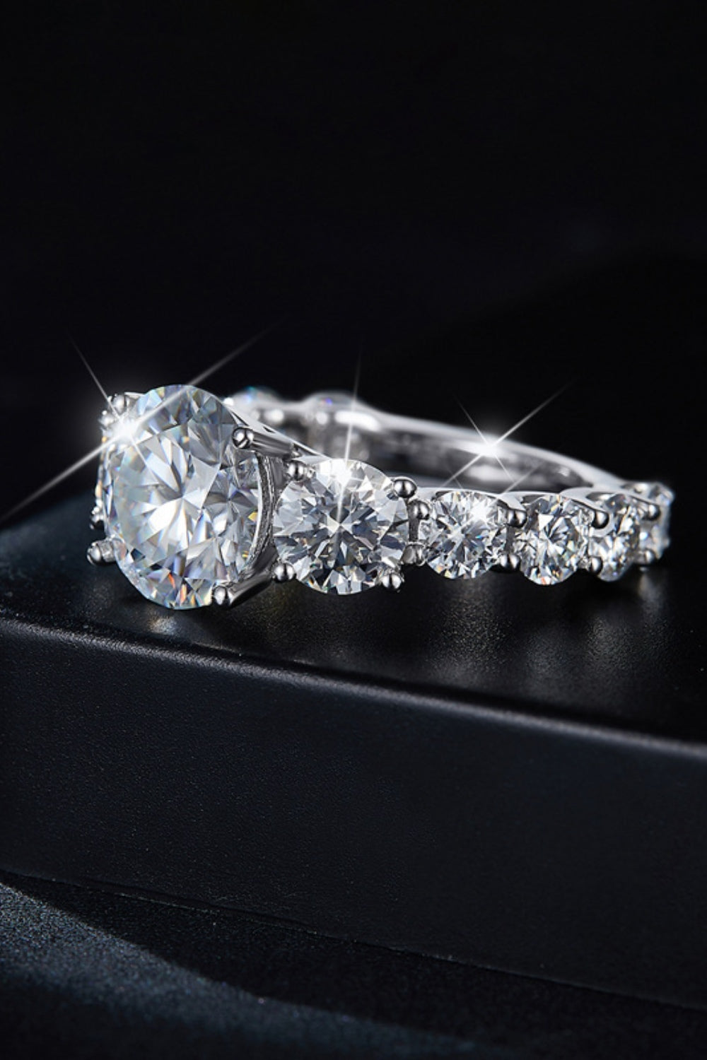 DCDI 8 Carat Round Cut Moissanite 925 Sterling Silver Ring