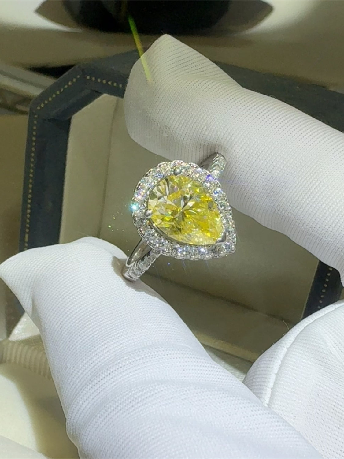 DCDI Canary Tears 2 Carat Moissanite 925 Sterling Silver Ring