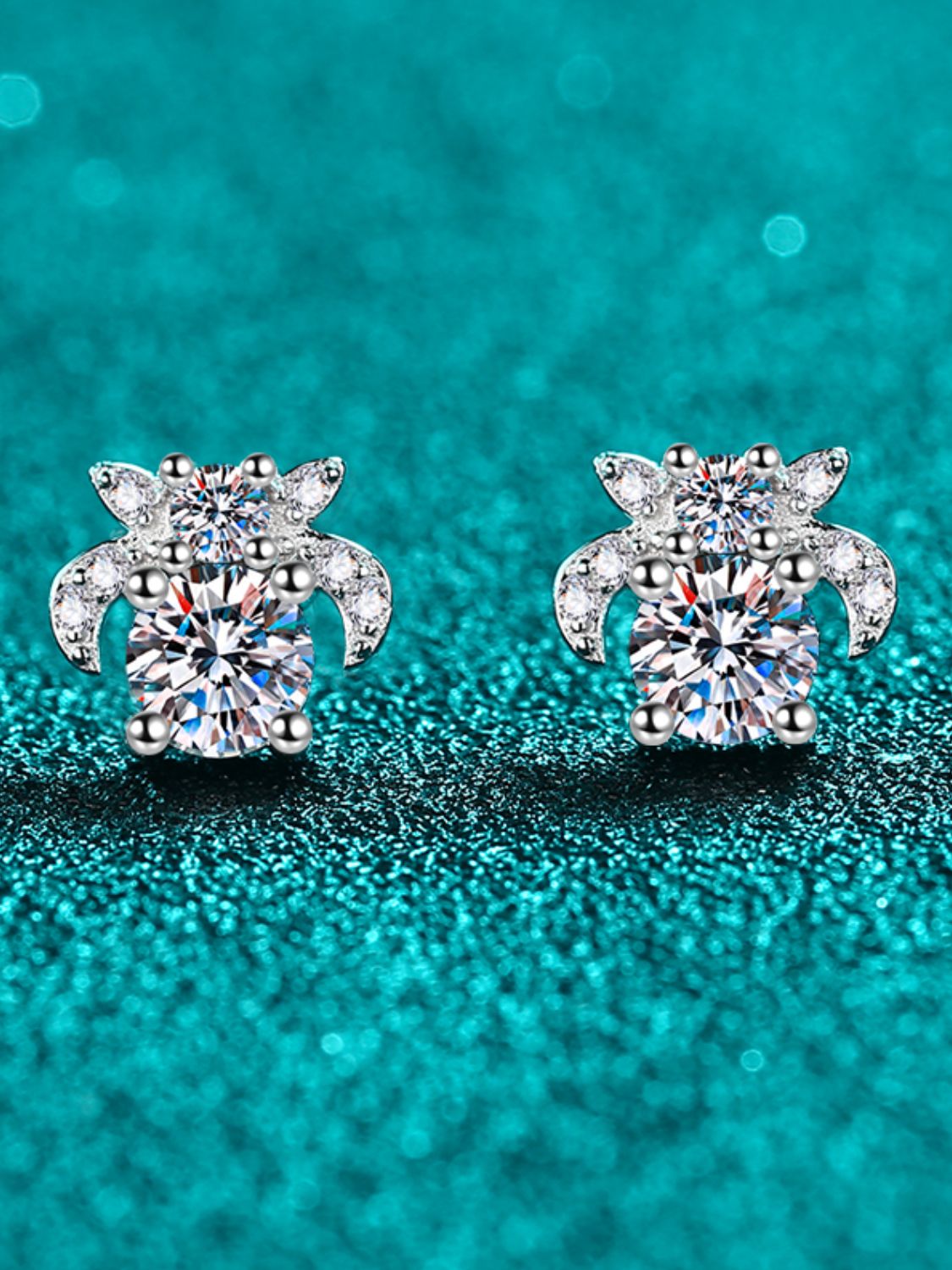 DCDI 1 Carat Moissanite 925 Sterling Silver Stud Earrings-DCDI Blooming Lotus