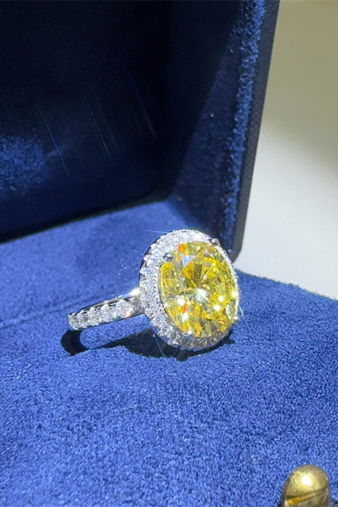 DCDI 3 Carat Canary Yellow Moissanite 925 Sterling Silver Ring