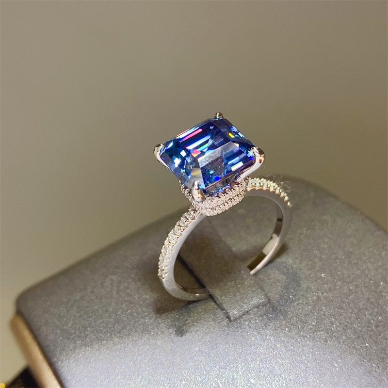 DCDI Blue Sapphire 5 Carat Moissanite Zircon 925 Sterling Silver Ring