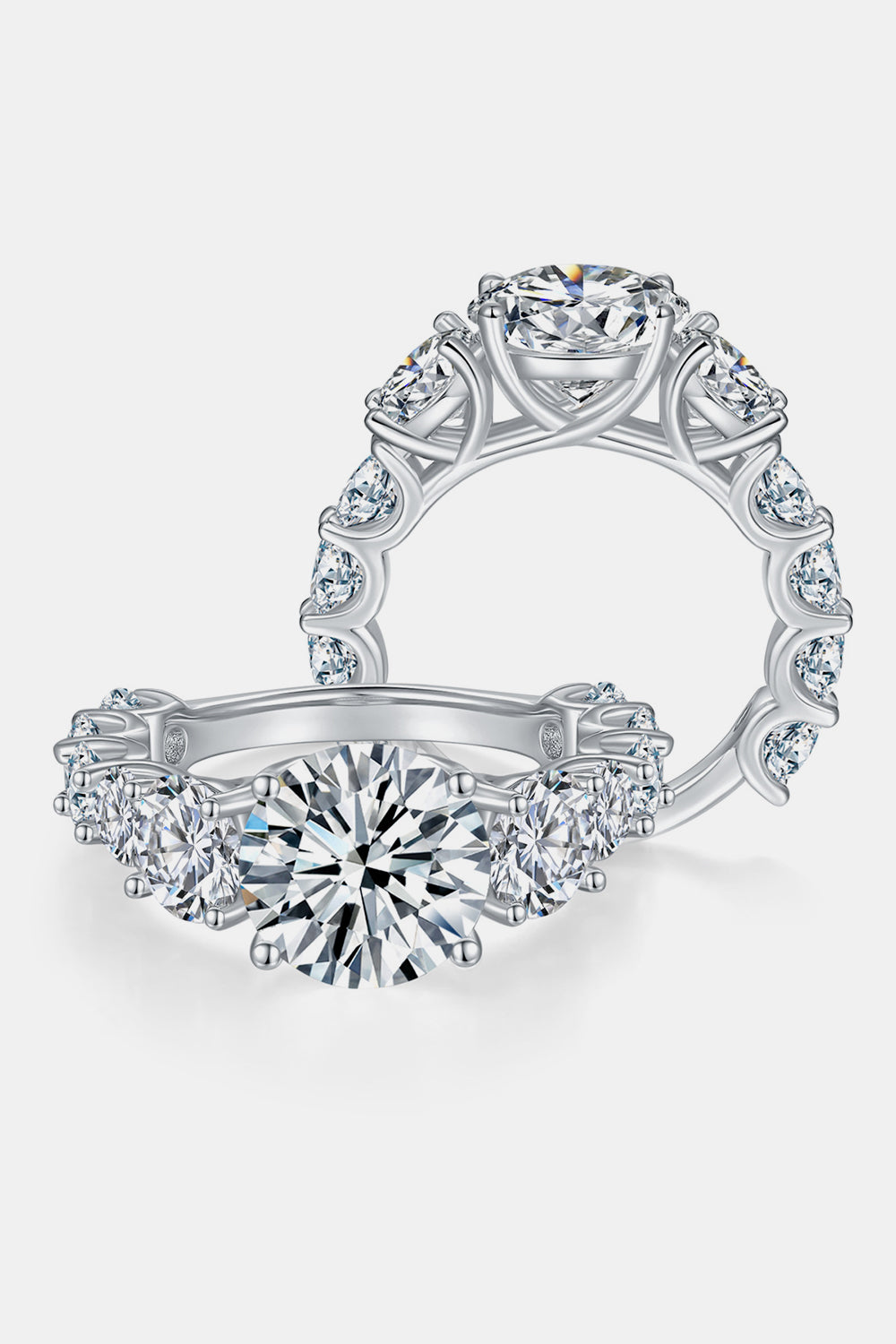 DCDI 8 Carat Round Cut Moissanite 925 Sterling Silver Ring
