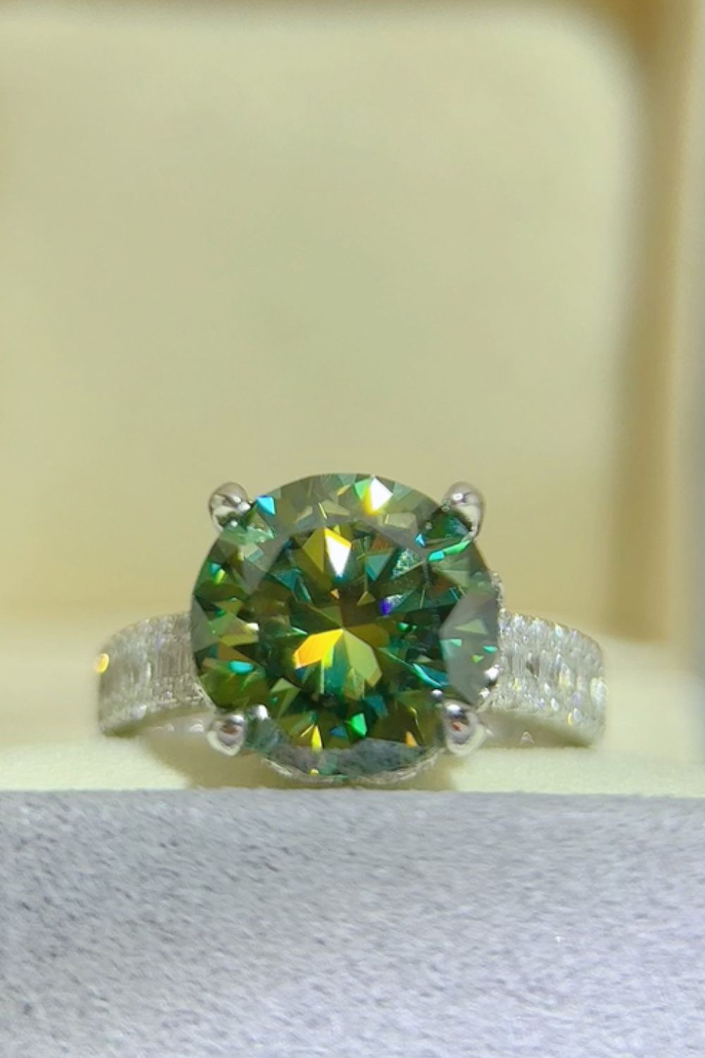 DCDI 5 Carat Drk Green Moissanite 925 Sterling Silver Ring