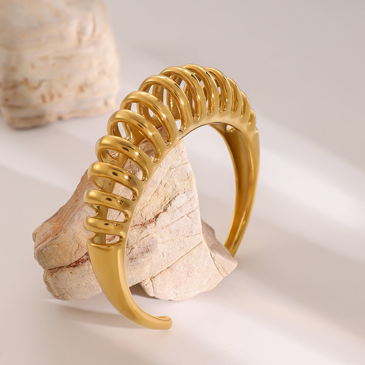 DCDI Arched 18K Gold-Plated Stainless Steel Cutout Bracelet