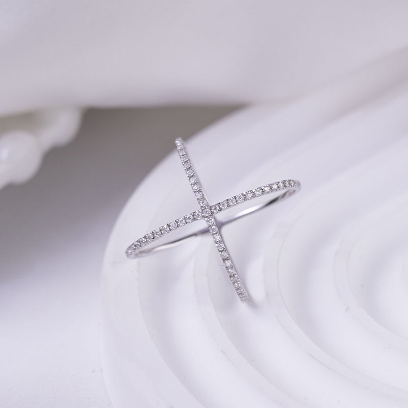 DCDI Matrix 925 Sterling Silver Moissanite Crisscross Ring