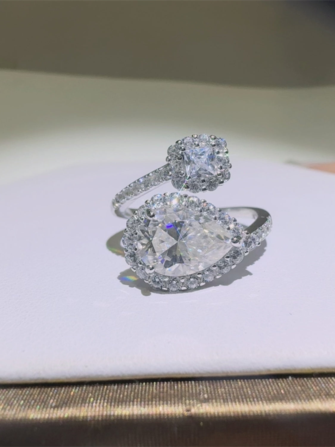 DCDI Fanciful -2 Carat Moissanite 925 Sterling Silver Bypass Ring