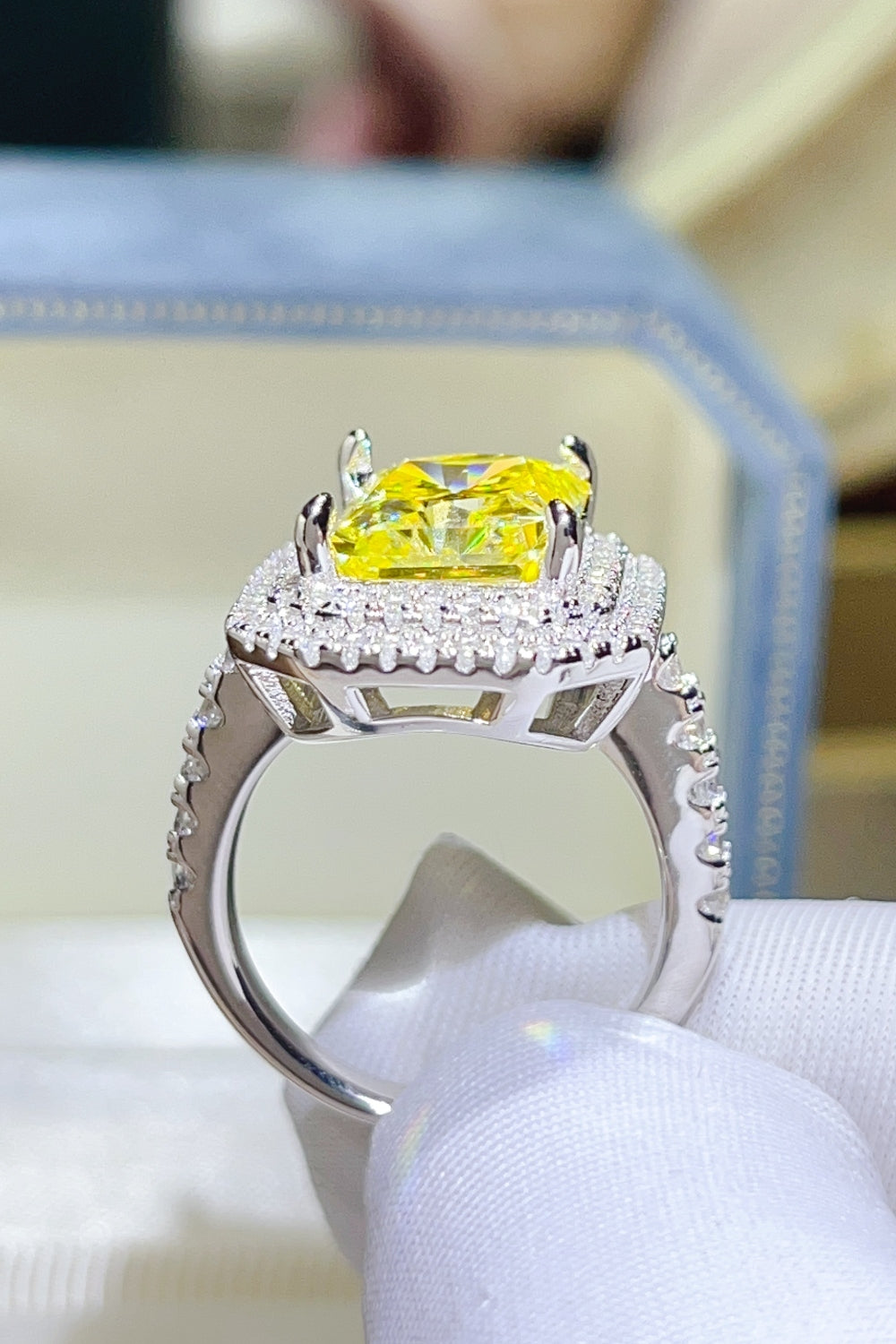 DCDI 2 Carat Yellow Moissanite 925 Sterling Silver Ring