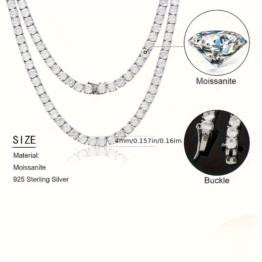 DCDI Infinity Tennis Chain Necklace -32ct Moissanite 925 Sterling Silver Tennis Chain