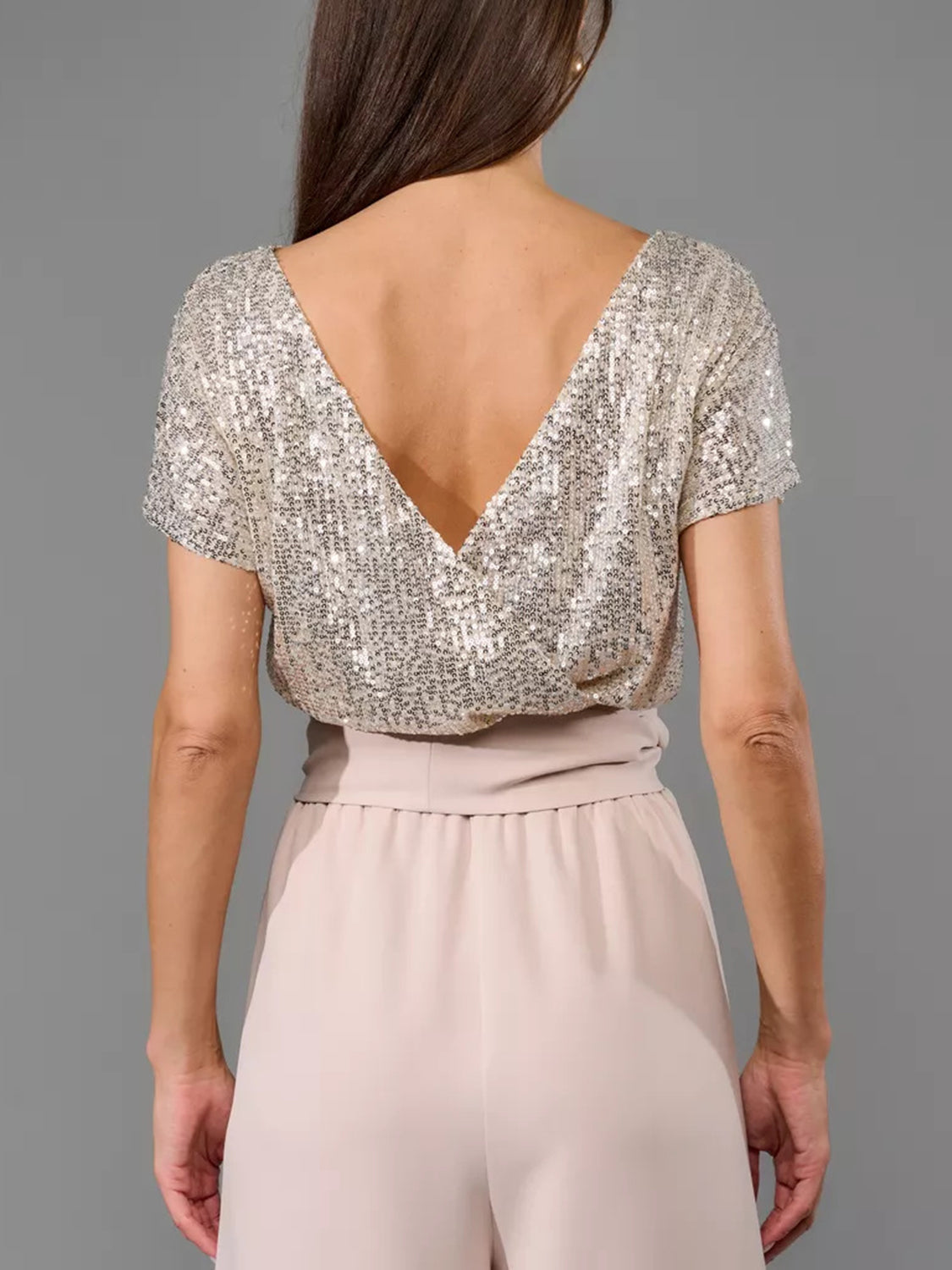 DS Designer 567-77 Sequin Wide Leg Jumpsuit