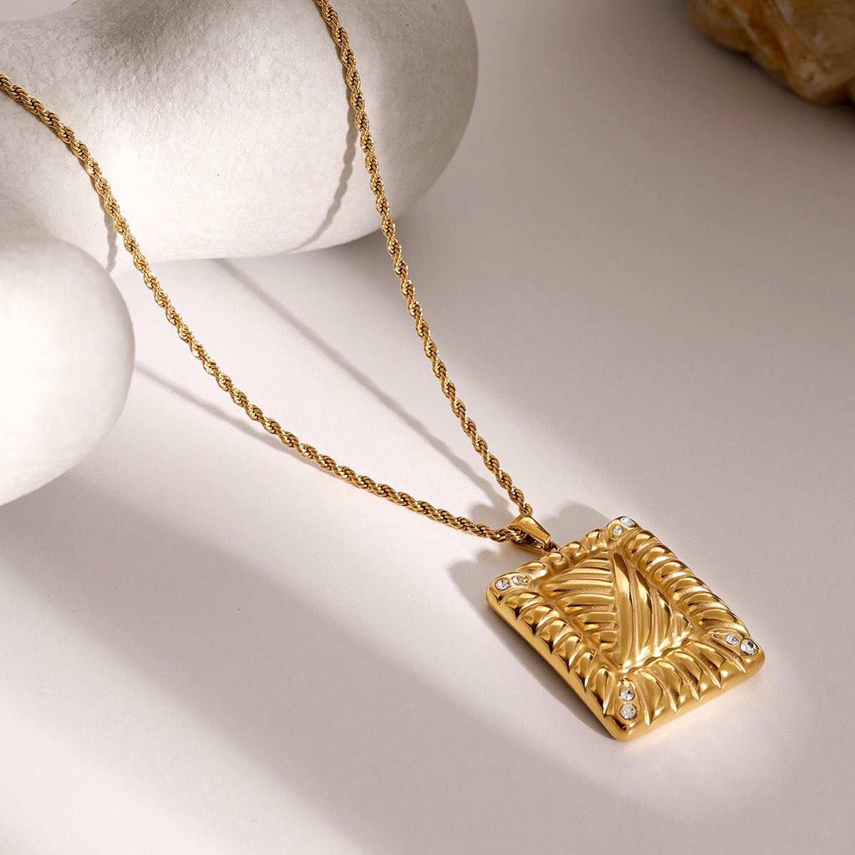 DCDI Diamond Cut Frame Stainless Steel Pendant Necklace