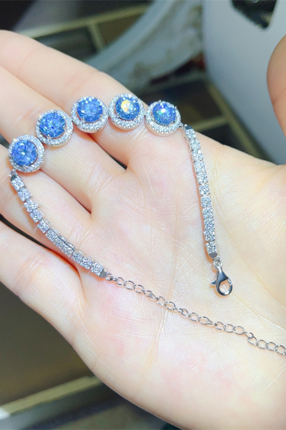 DCDI 5 Carat Sky Moissanite 925 Sterling Silver Bracelet