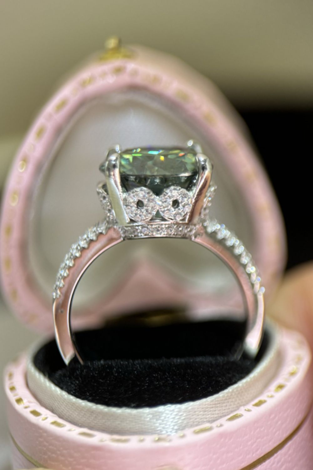 DCDI 5 Carat Drk Green Moissanite 925 Sterling Silver Ring