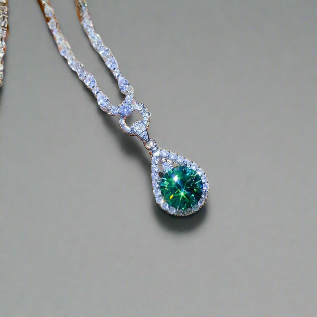 DCDI 10 Carat Emerald Green Moissanite 925 Sterling Silver Dreamcatcher Necklace
