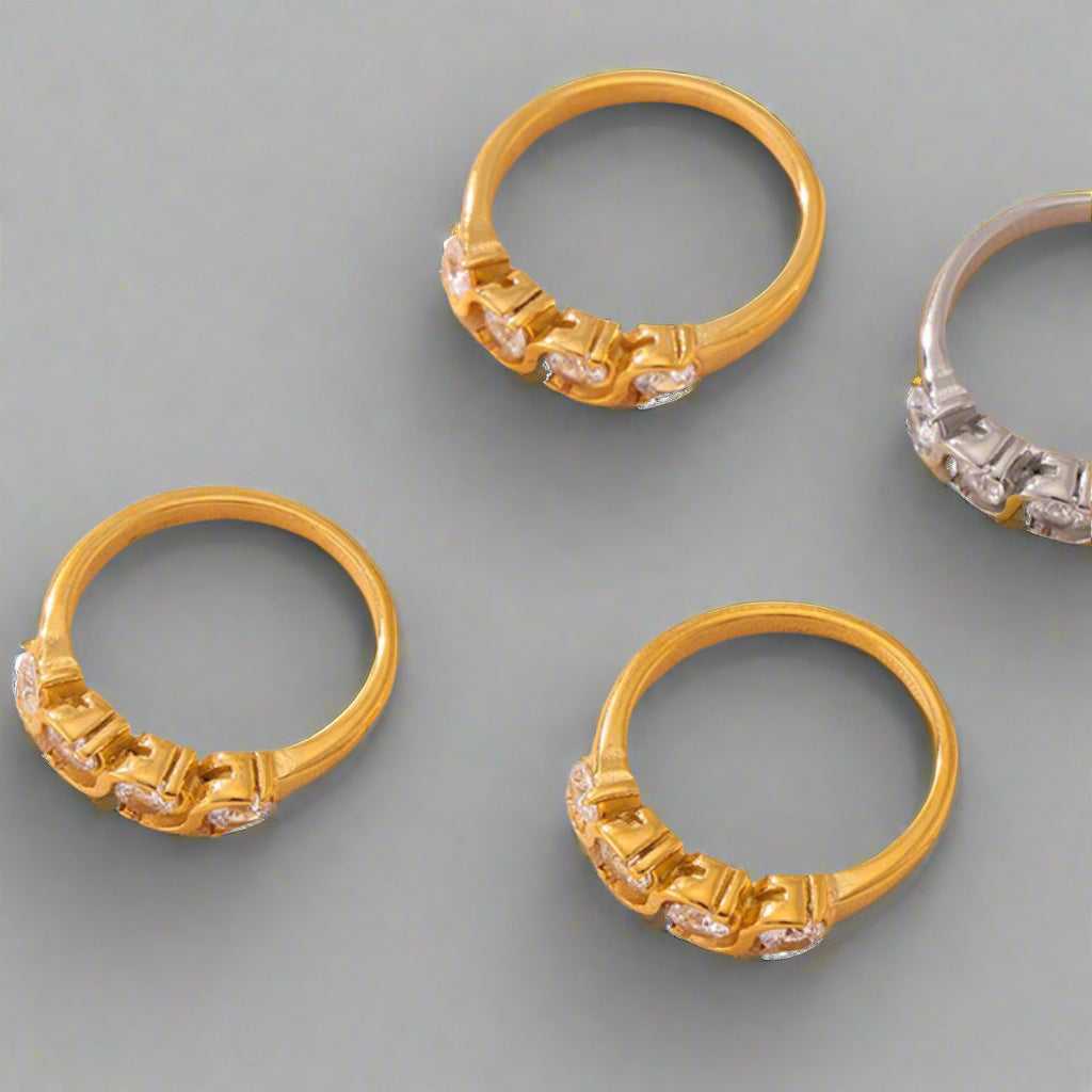 DCDI 18K Gold Plated Stainless Steel Inlaid Zircon Ring