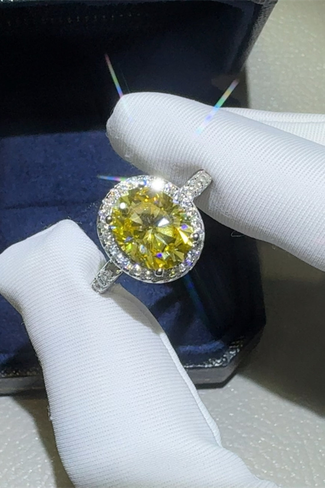DCDI 3 Carat Canary Yellow Moissanite 925 Sterling Silver Ring