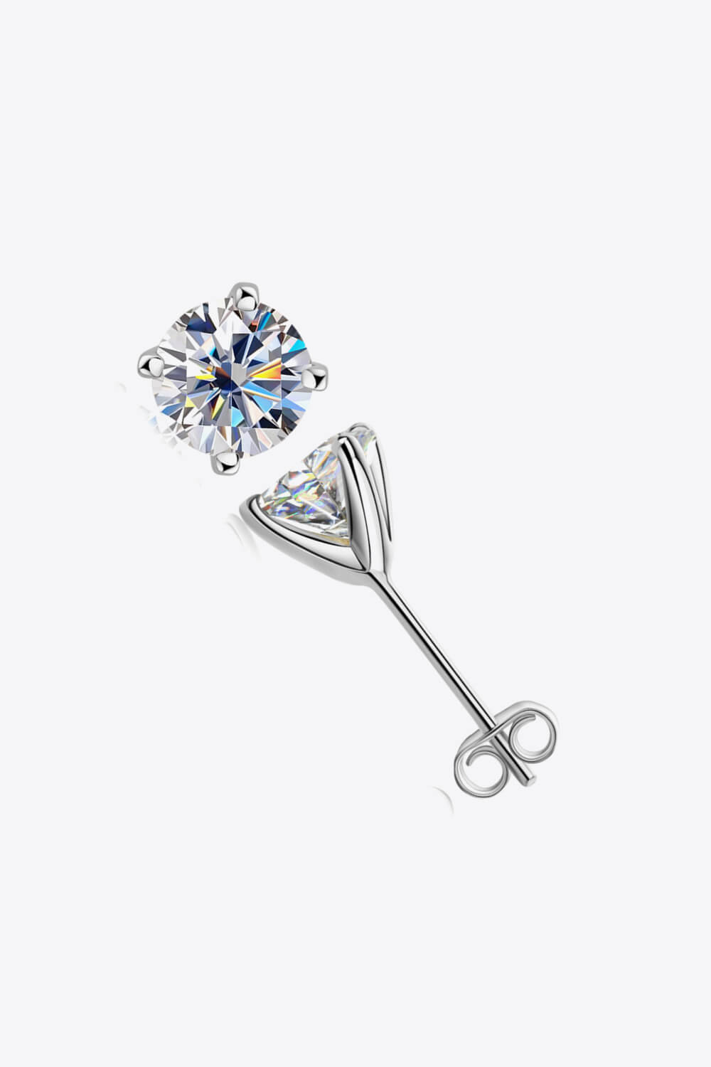 DCDI 925 Sterling Silver 1 Carat Moissanite 4-Prong Stud Earrings