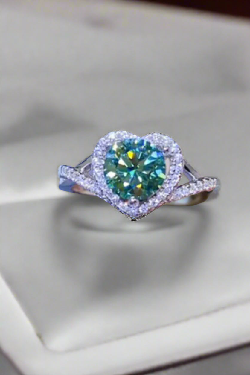DCDI 1 Carat Moissanite 925 Sterling Silver Sacred Heart Ring