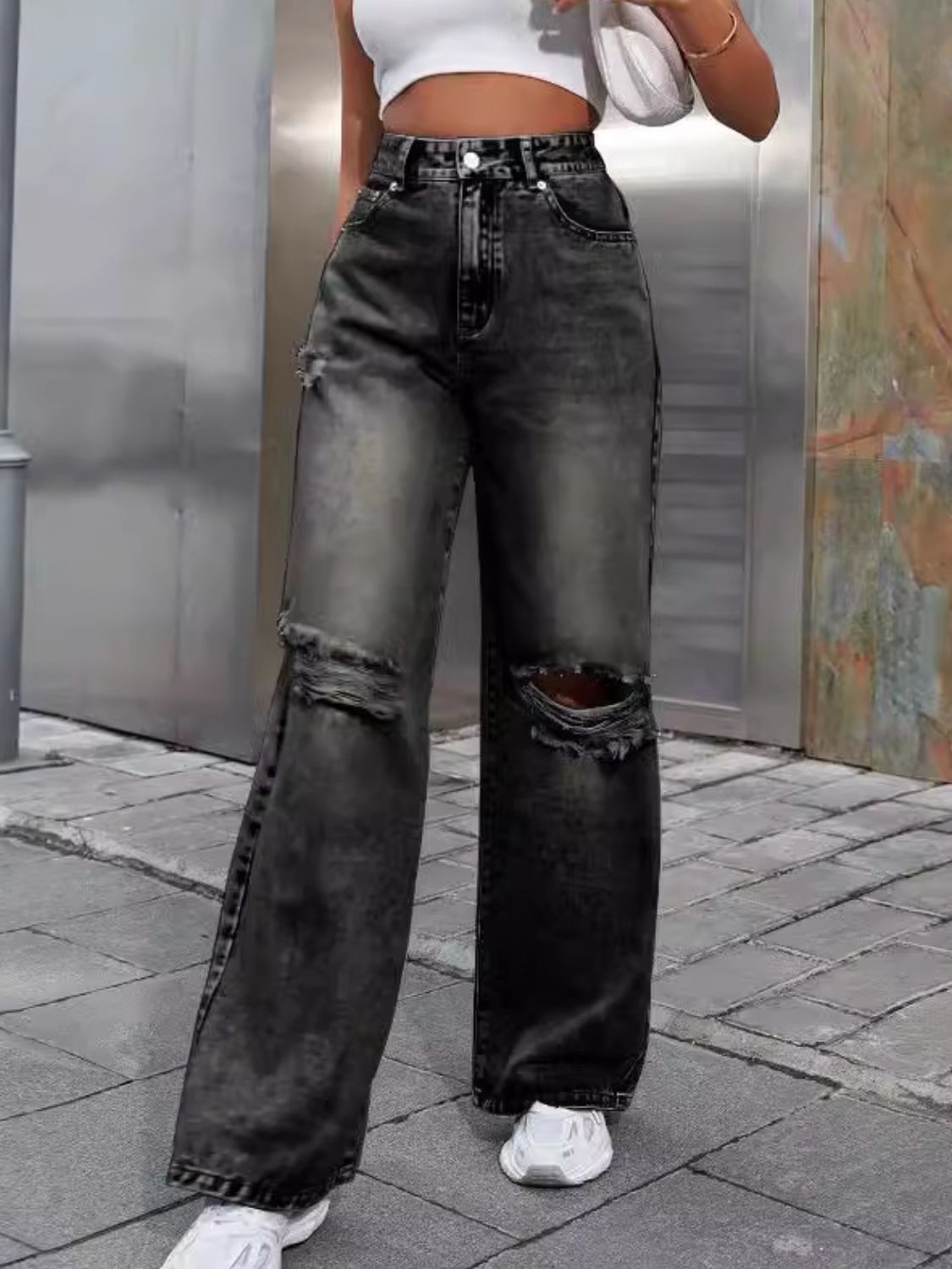 DS Premium Denim Luxury Errands 17 Distressed Wide Leg Jeans