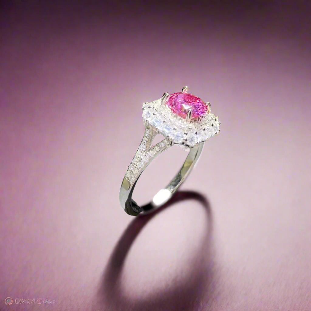 DCDI Pink Passion 1 Carat Moissanite Zircon 925 Sterling Silver Ring