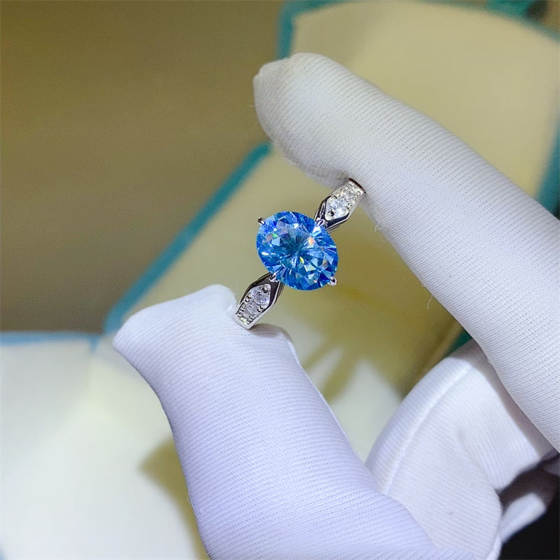 DCDI 2 Carat Blueberry Moissanite 925 Sterling Silver Ring