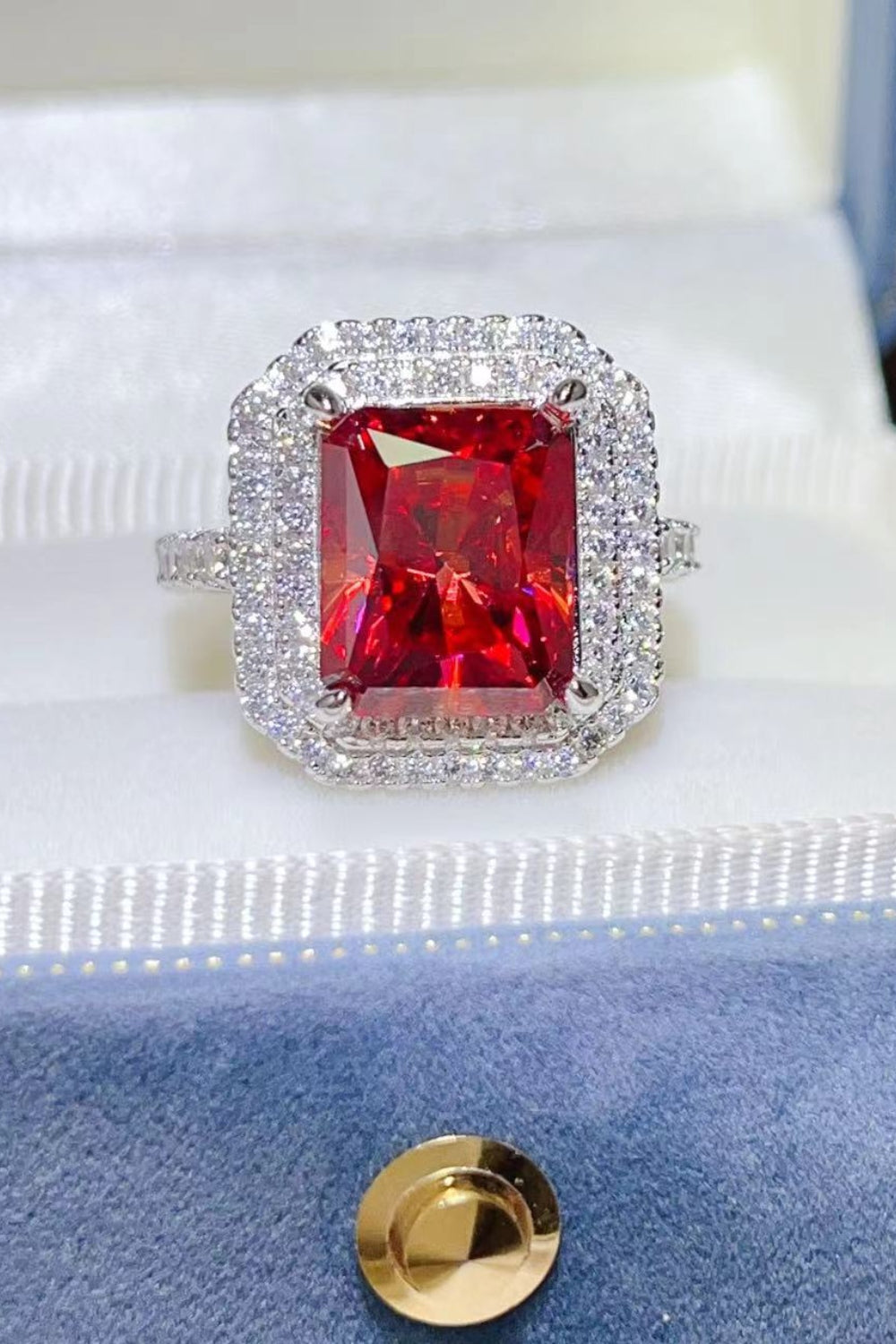 DCDI 2 Carat Scarlet Moissanite 925 Sterling Silver Ring