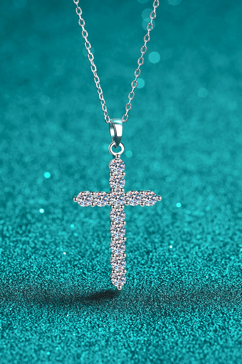 DCDI Adored 925 Sterling Silver Cross Moissanite Necklace