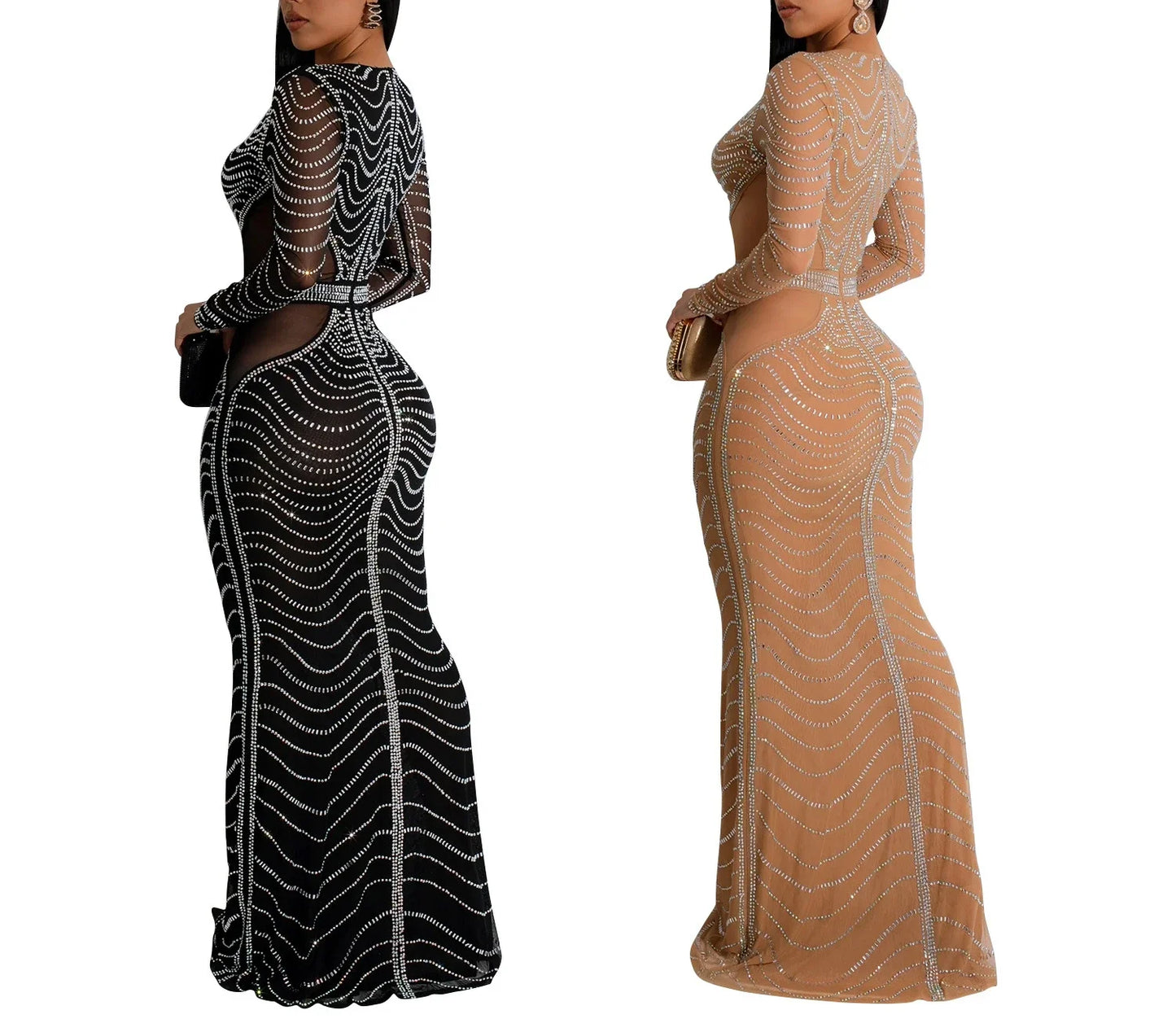 DCDI Luxury Diamond Hourglass Figure Floor Length Evening Gown
