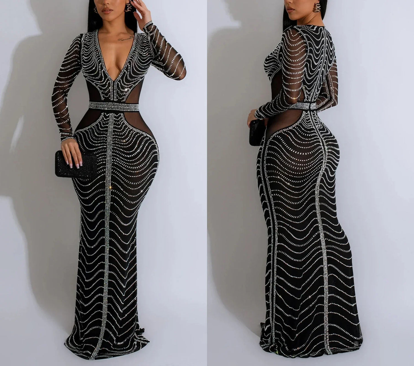 DCDI Luxury Diamond Hourglass Figure Floor Length Evening Gown