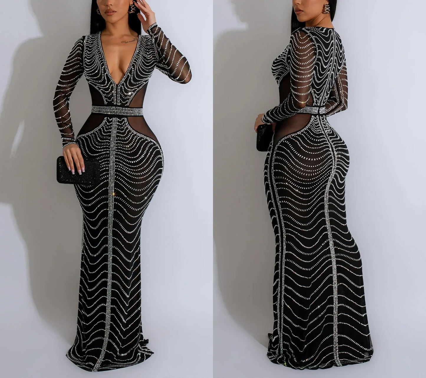 DCDI Luxury Diamond Hourglass Figure Floor Length Evening Gown