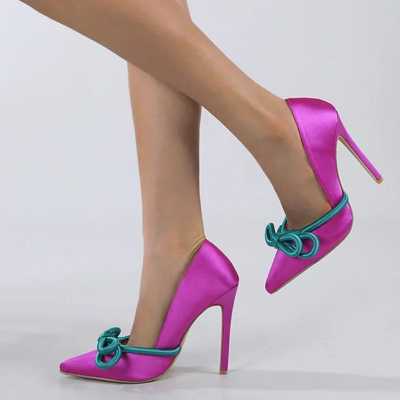 DS Designer Lavi Pointed Toe Silk Pumps