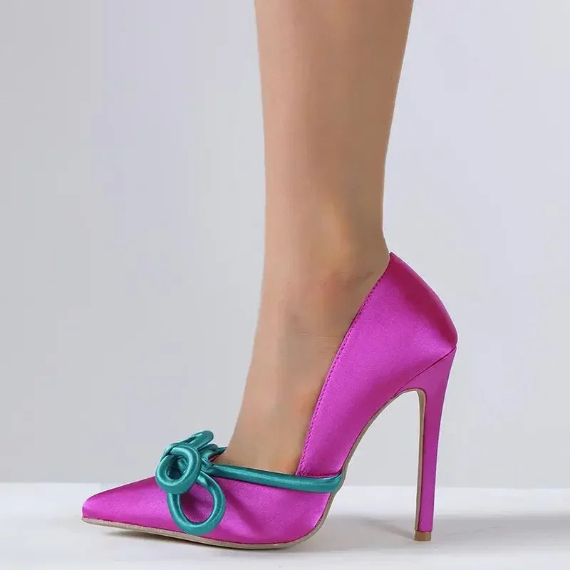 DS Designer Lavi Pointed Toe Silk Pumps