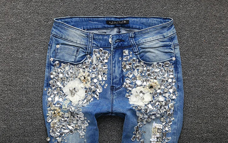 DCDI Trinket Luxury Hand Embellished Denim Jeans