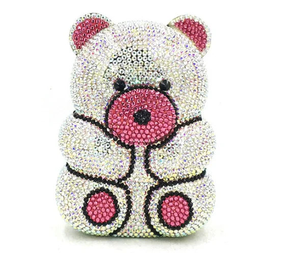 DCDI Pink Mascot Luxury Diamond Studded Teddy Bear Clutch