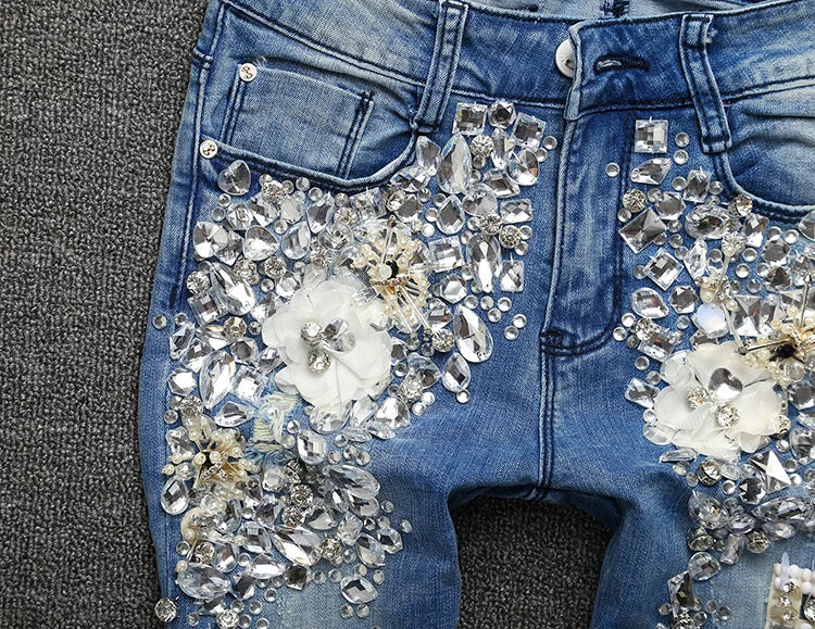 DCDI Trinket Luxury Hand Embellished Denim Jeans